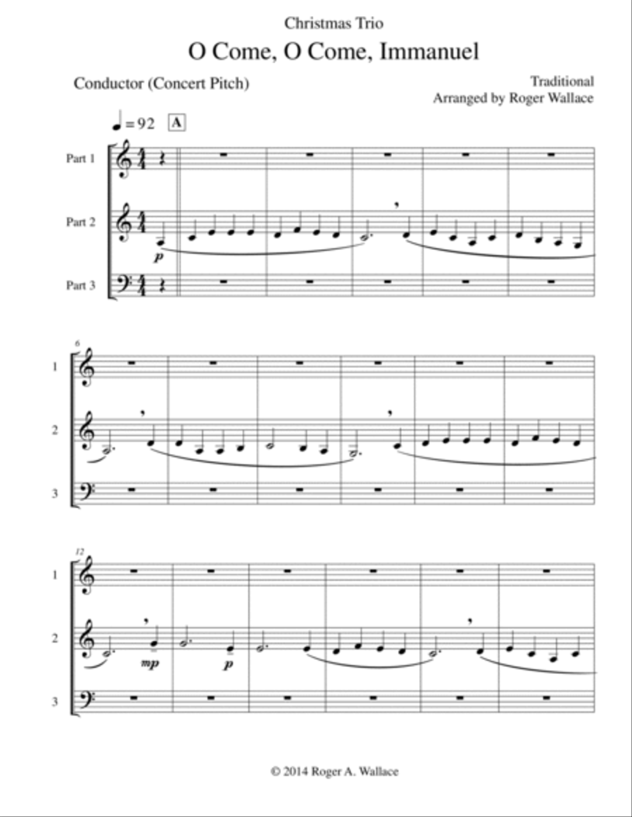 Immanuel (Emmanuel) - Brass Trio, O Come Brass Trio scores gallery preview page 2