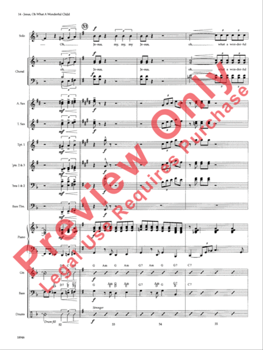 Jesus, Oh What a Wonderful Child Choir scores gallery preview page 15
