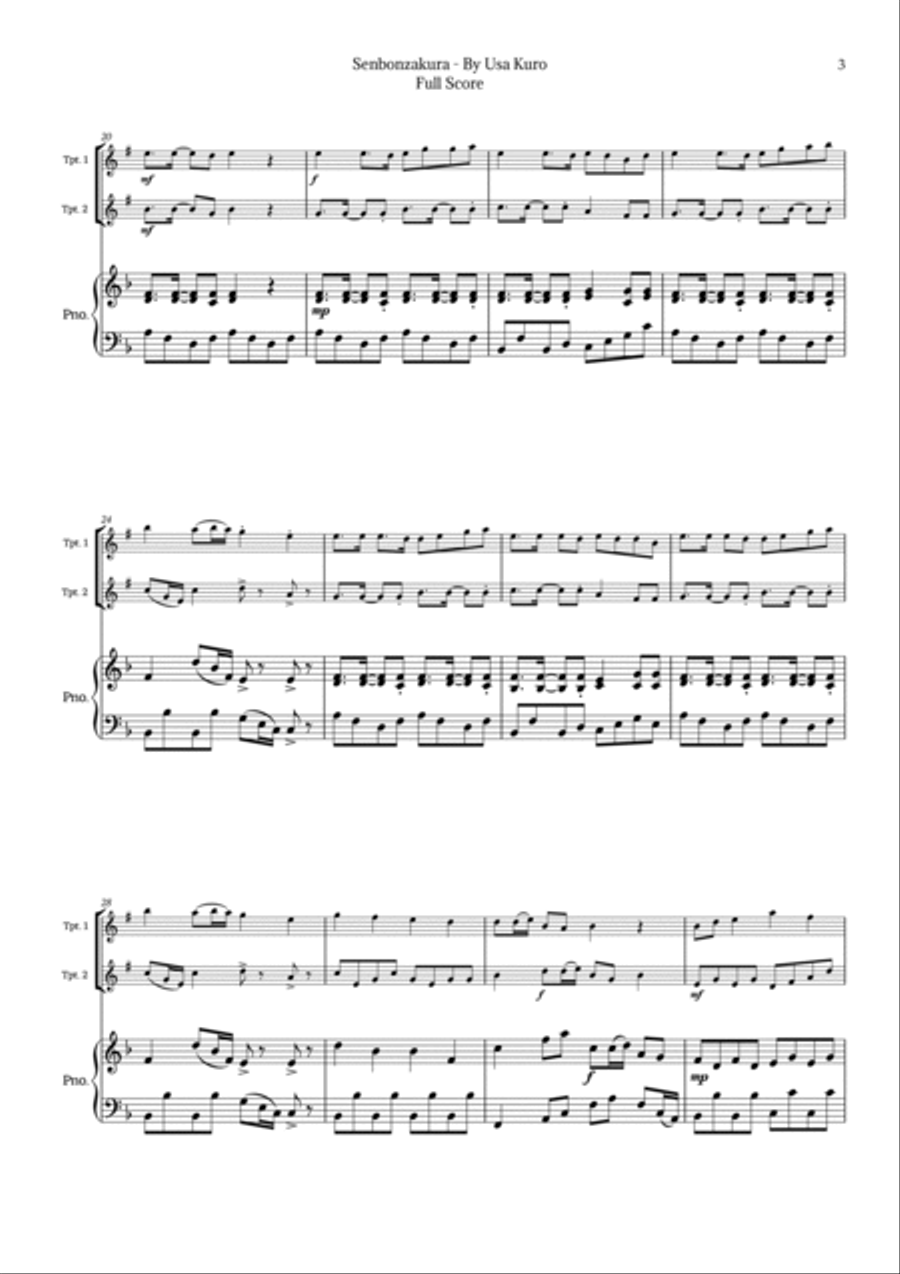 Senbonzakura Trumpet Duet scores gallery preview page 3