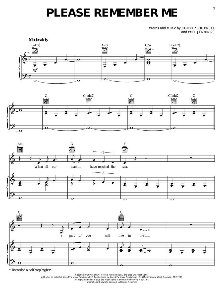 Please Remember Me Please Remember Me Piano, Vocal, Guitar scores gallery preview page 1