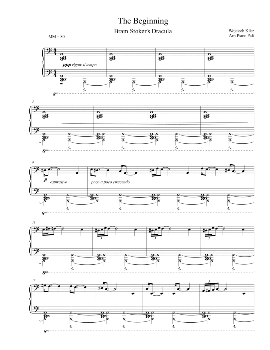 Dracula - The Beginning Piano Solo scores gallery preview page 1