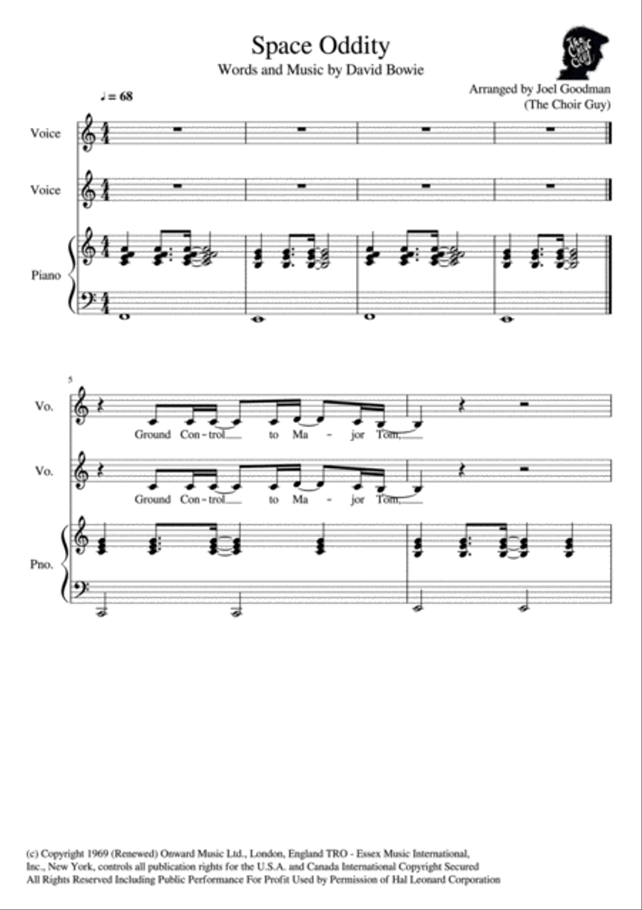 Space Oddity Space Oddity Piano scores gallery preview page 1