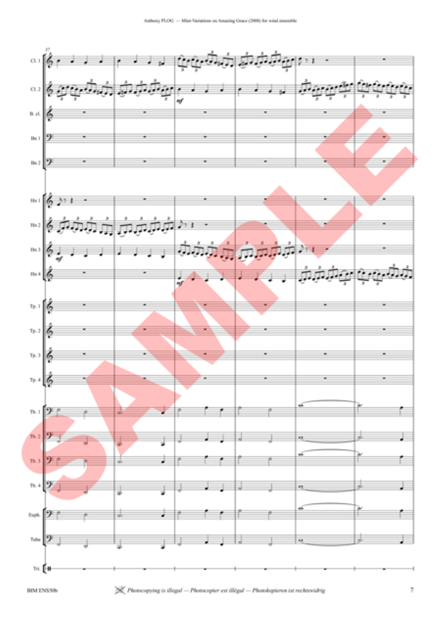 Mini-Variations on Amazing Grace Bass Clarinet scores gallery preview page 6