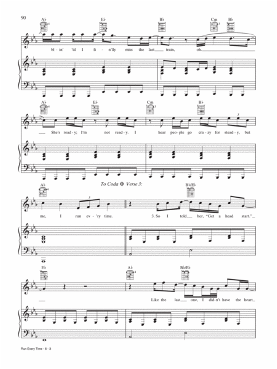 Run Every Time Piano, Vocal, Guitar scores gallery preview page 3