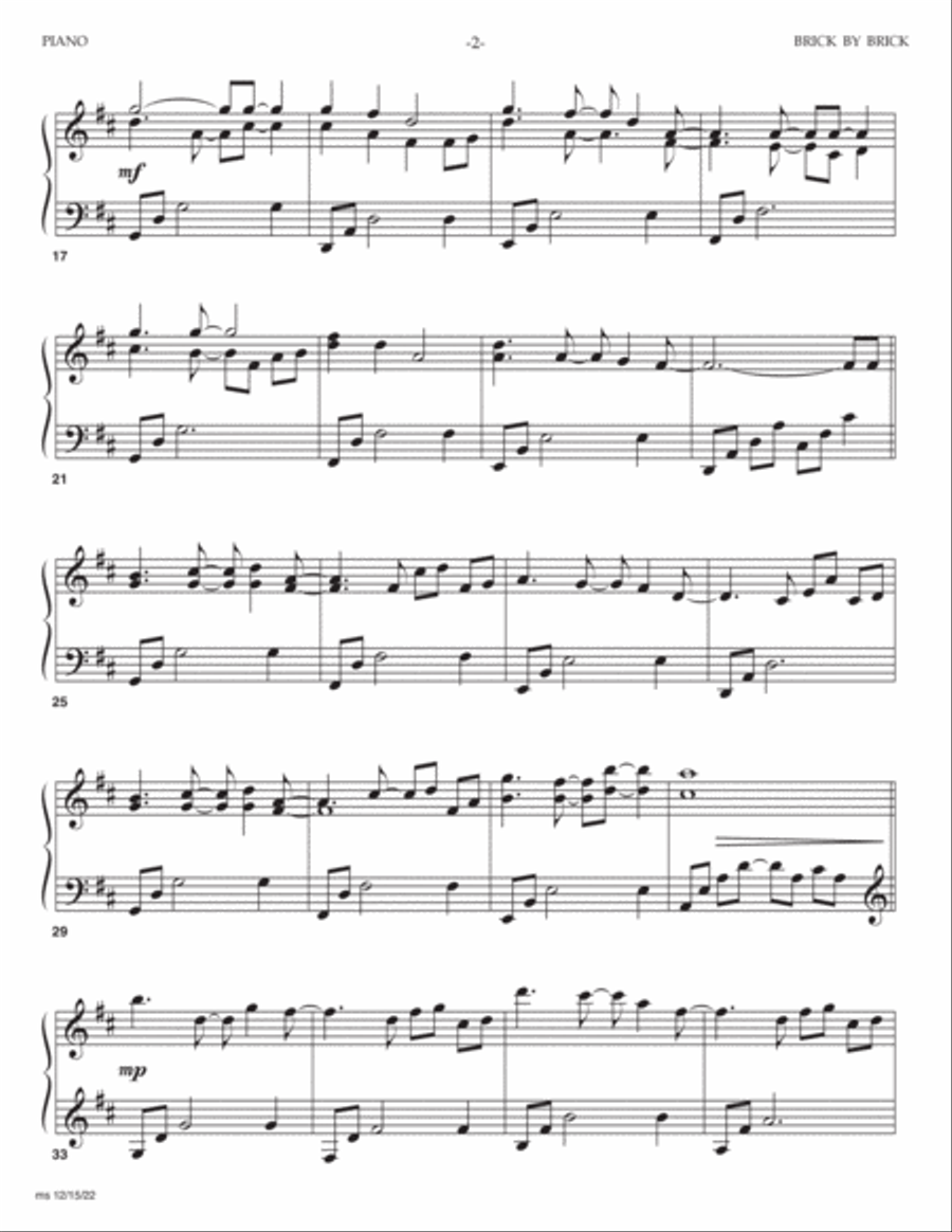 Brick By Brick Piano scores gallery preview page 2