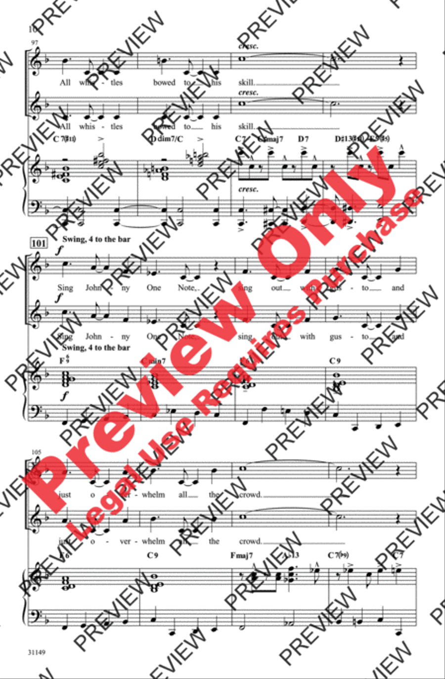 Johnny One Note 2-Part scores gallery preview page 10