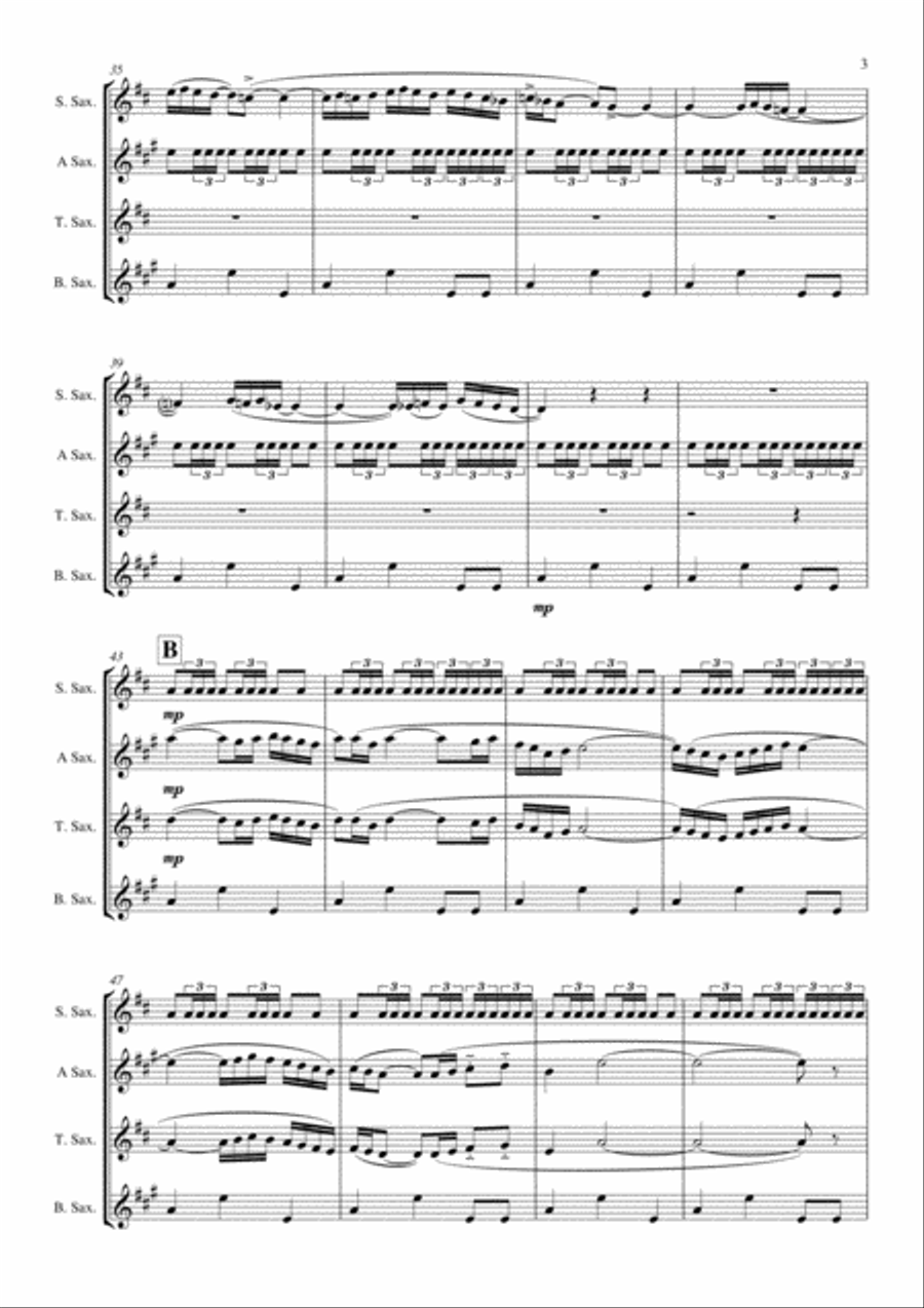 Boléro arranged for Saxophone Quartet Saxophone Quartet scores gallery preview page 4