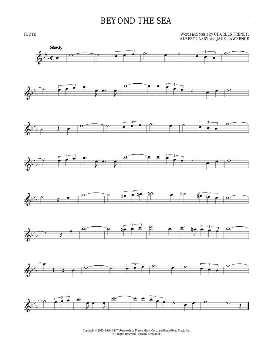 Beyond The Sea Beyond The Sea Flute Solo scores gallery preview page 1
