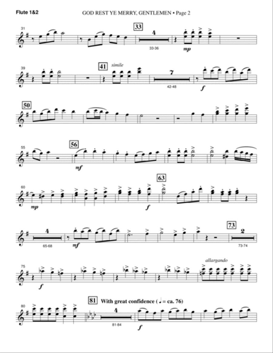 God Rest Ye Merry, Gentlemen (from A Symphony Of Carols) - Flute 1 & 2 Choir scores gallery preview page 2