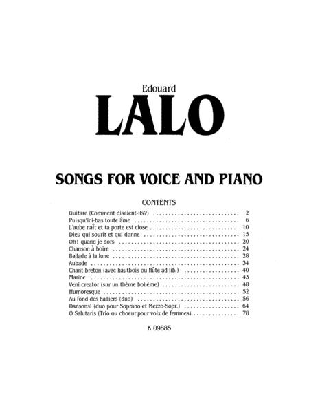 Songs for Voice and Piano