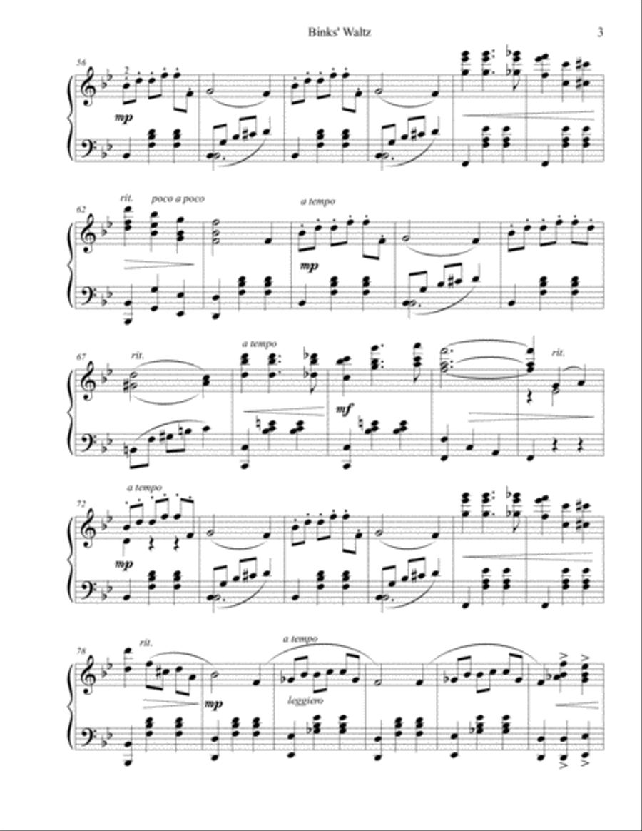 Binks' Waltz Piano Solo scores gallery preview page 3