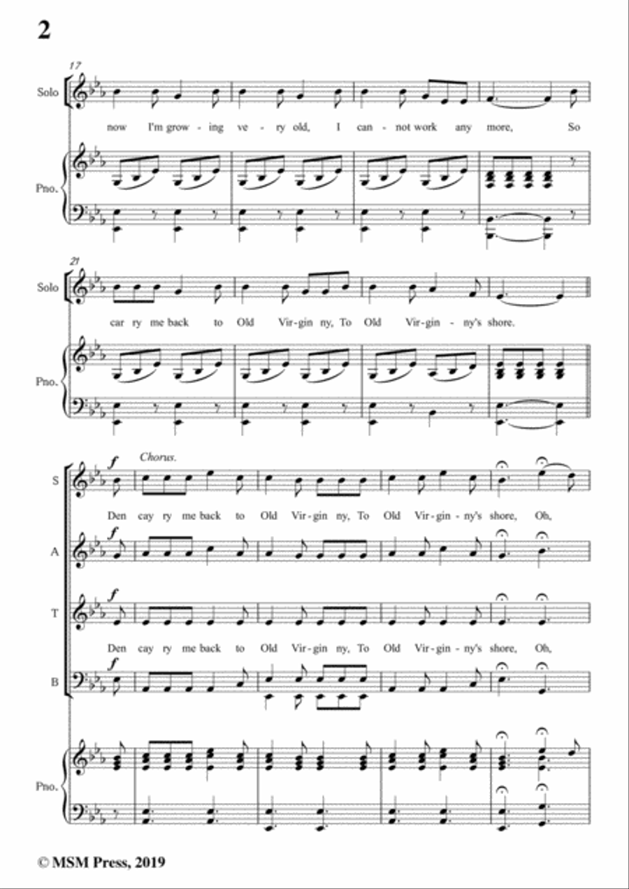 James A. Bland-Carry Me Back To Old Virginny,in E flat Major,for Voice &Pno Voice scores gallery preview page 4