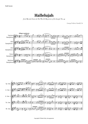 Hallelujah from Messiah by Handel for Saxophone Quintet