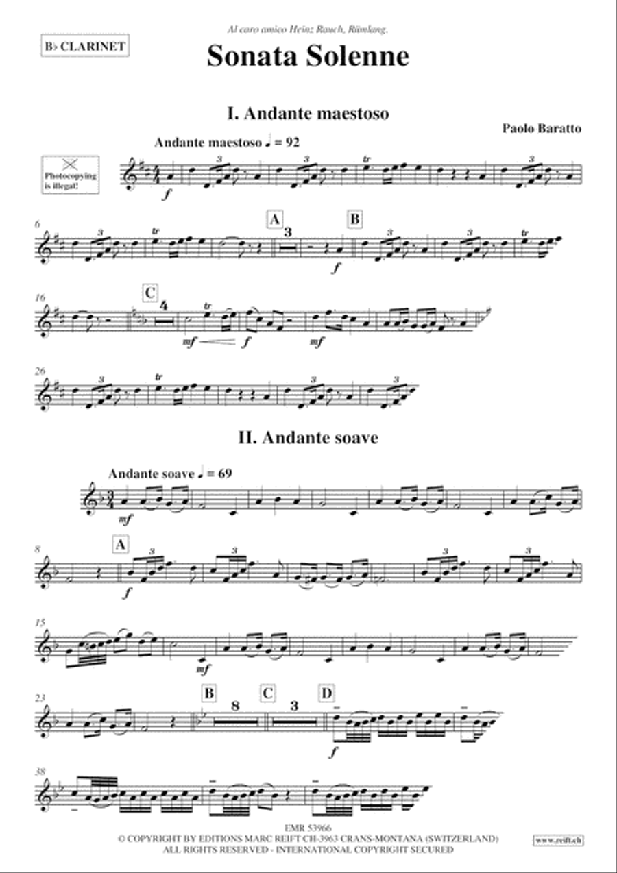 Sonata Solenne Clarinet Solo scores gallery preview page 3