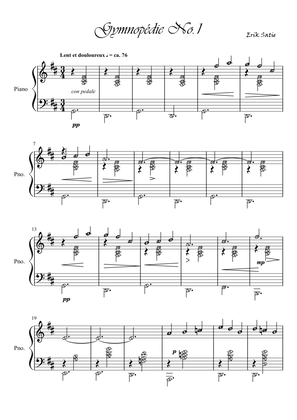 Gymnopedie no. 1 (Erik Satie) | Piano Solo Grade 3 Early Intermediate with note names