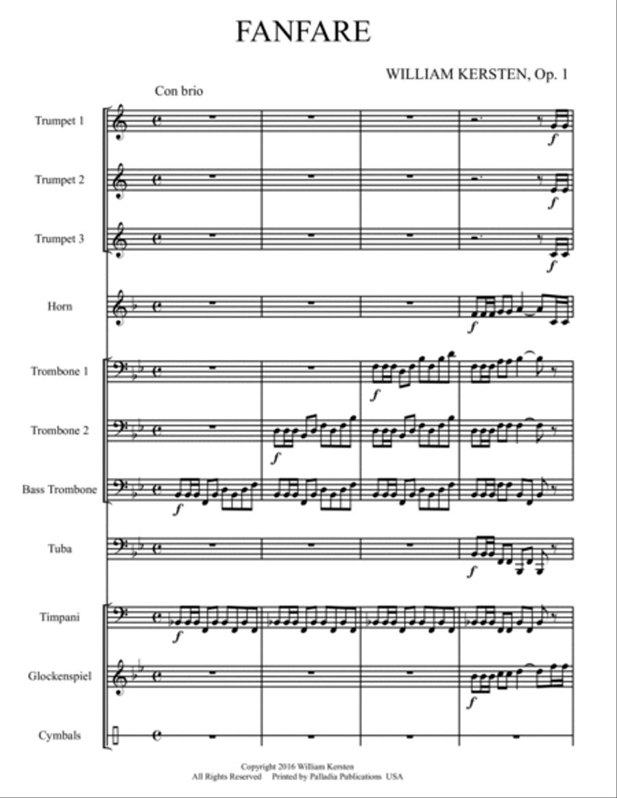 Fanfare for Brass and Percussion Horn scores gallery preview page 3