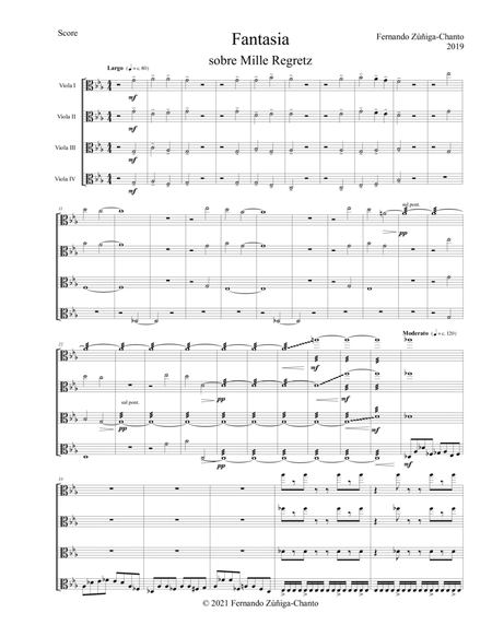 Fantasia on Mille Regretz for viola quartet (score and parts) image number null