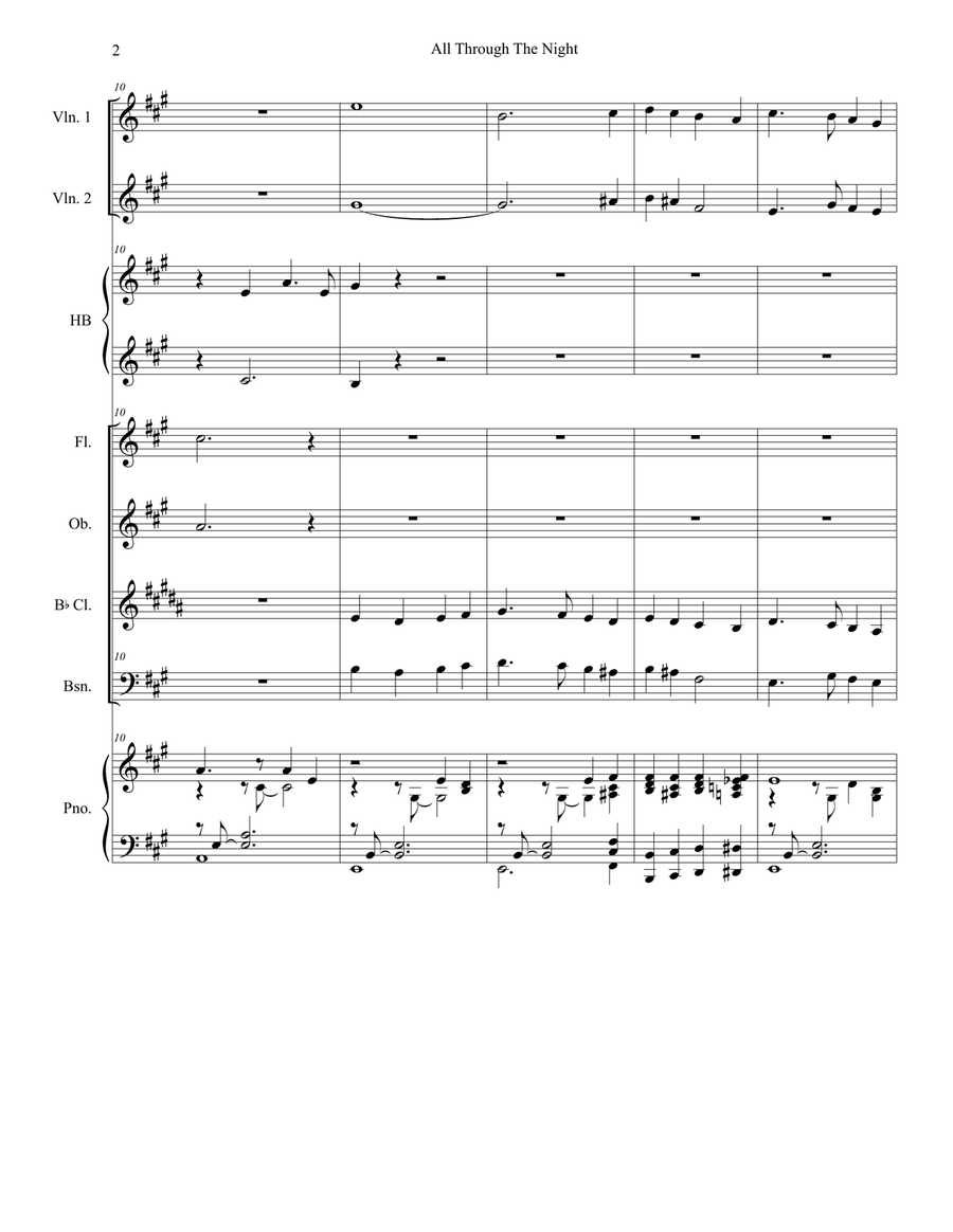 All Through The Night (Lullaby) (for Woodwind Quartet and Piano) Woodwind Quartet scores gallery preview page 3