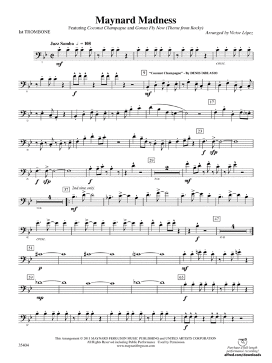 Maynard Madness: 1st Trombone Concert Band scores gallery preview page 1