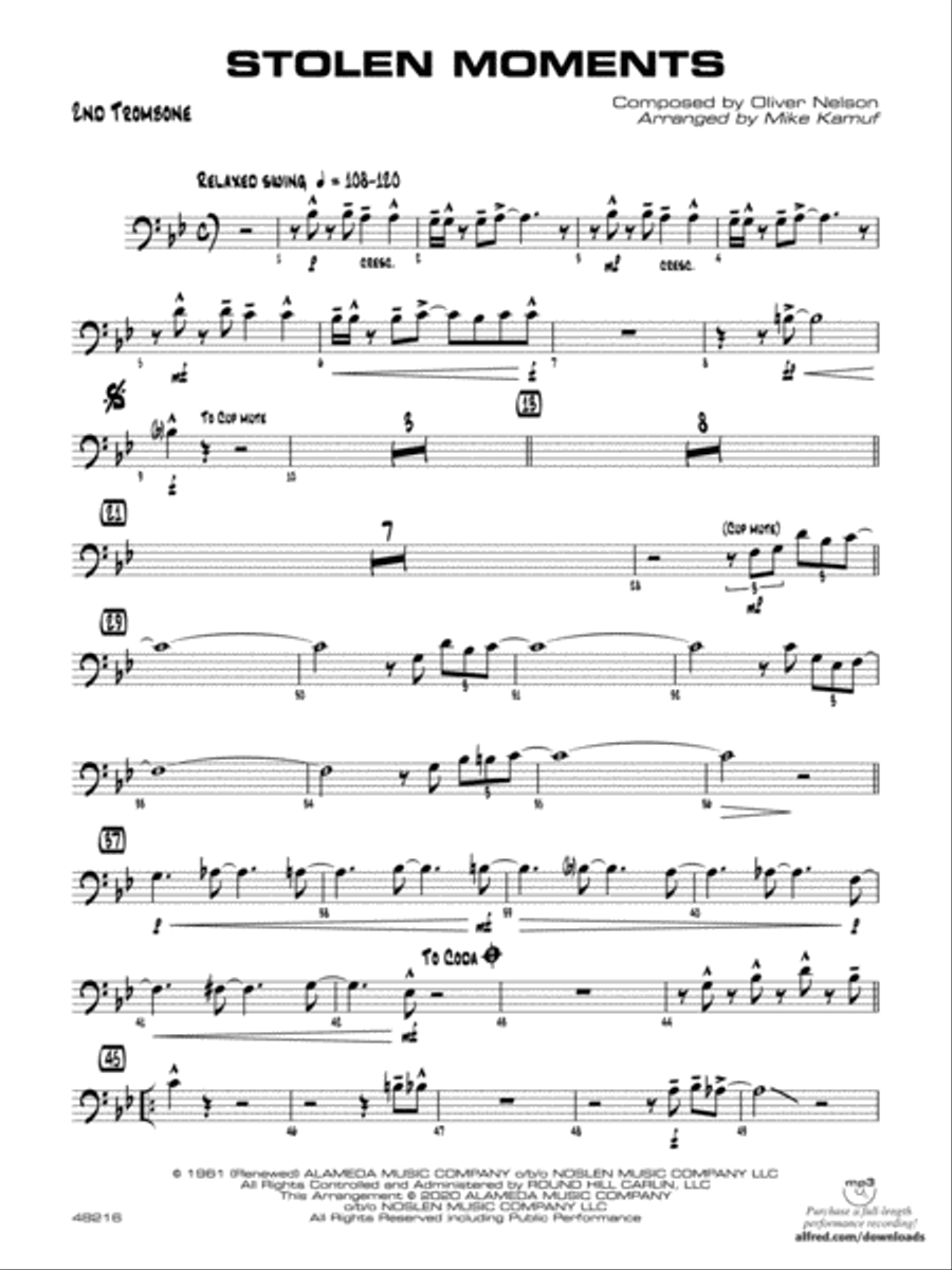 Stolen Moments: 2nd Trombone Jazz Ensemble scores gallery preview page 1