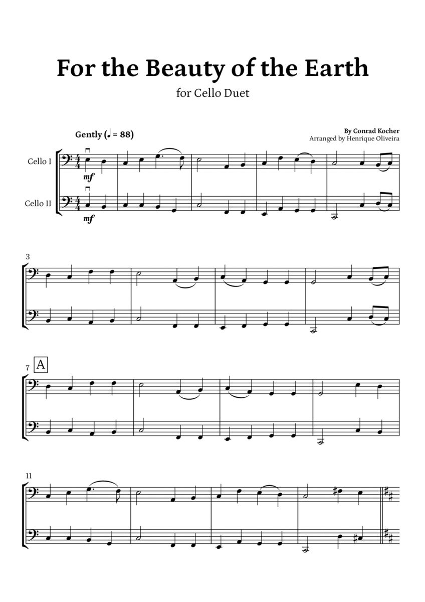 For the Beauty of the Earth (for Cello Duet) - Easter Hymn image number null