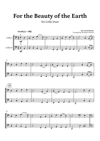 For the Beauty of the Earth (for Cello Duet) - Easter Hymn image number null
