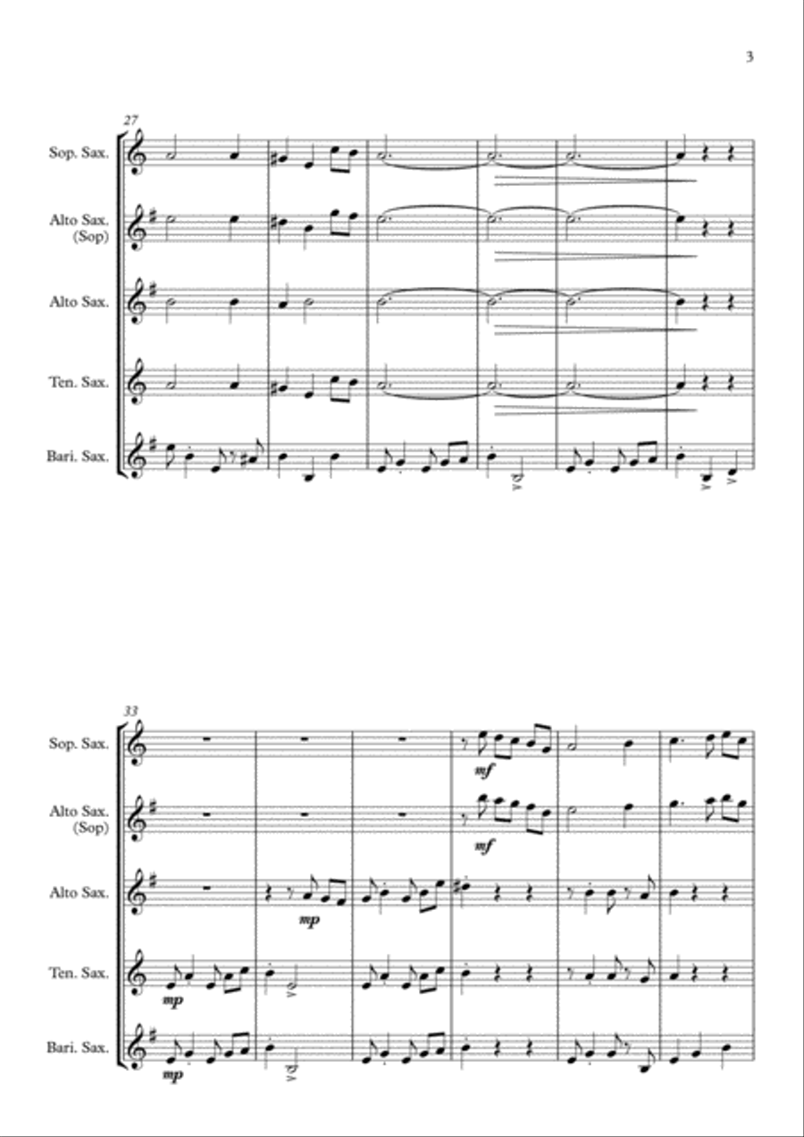 The House of the Rising Sun - for Saxophone Quartet Saxophone Quartet scores gallery preview page 3