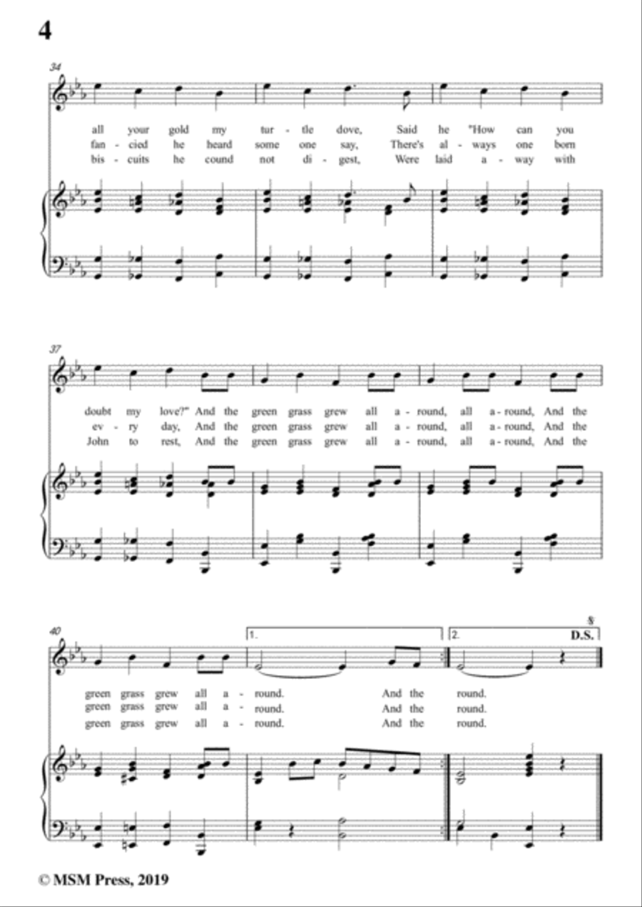 Harry Von Tilzer-Green Grass Grew All Around,in E flat Major,for Voice and Piano Voice Solo scores gallery preview page 6