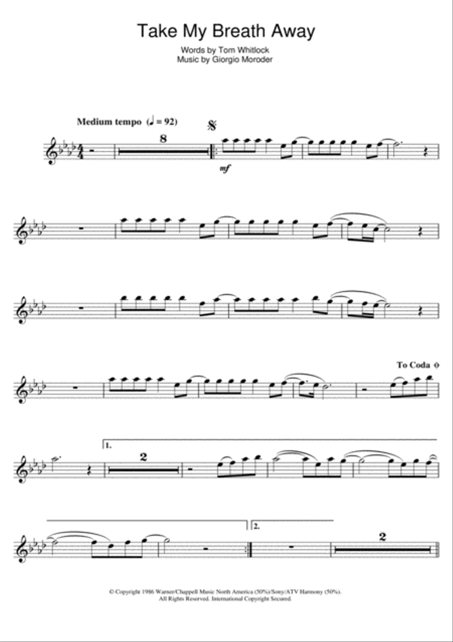 Take My Breath Away Take My Breath Away Flute Solo scores gallery preview page 1