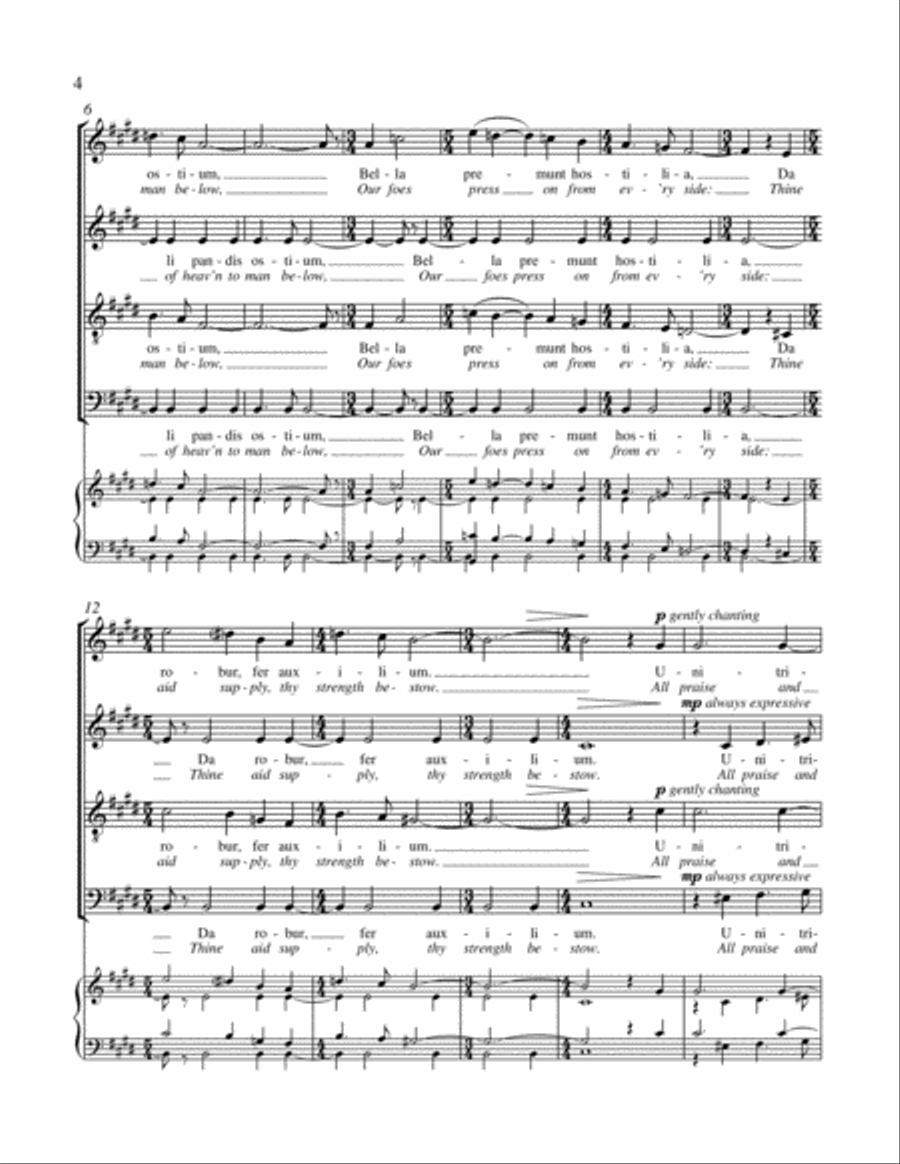 Two Hymns in Honor of the Blessed Sacrament: O Salutaris hostia- Tantum Ergo 4-Part scores gallery preview page 4