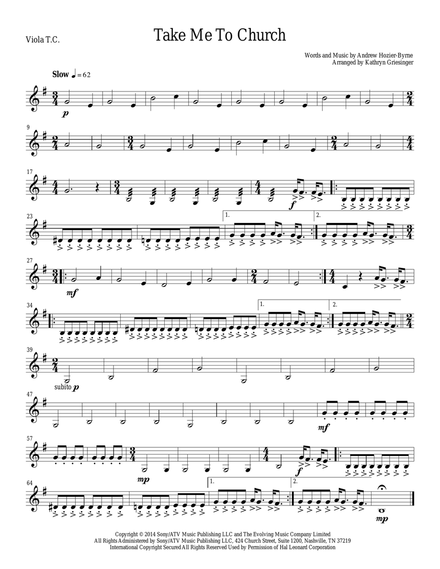 Take Me To Church String Quartet scores gallery preview page 4