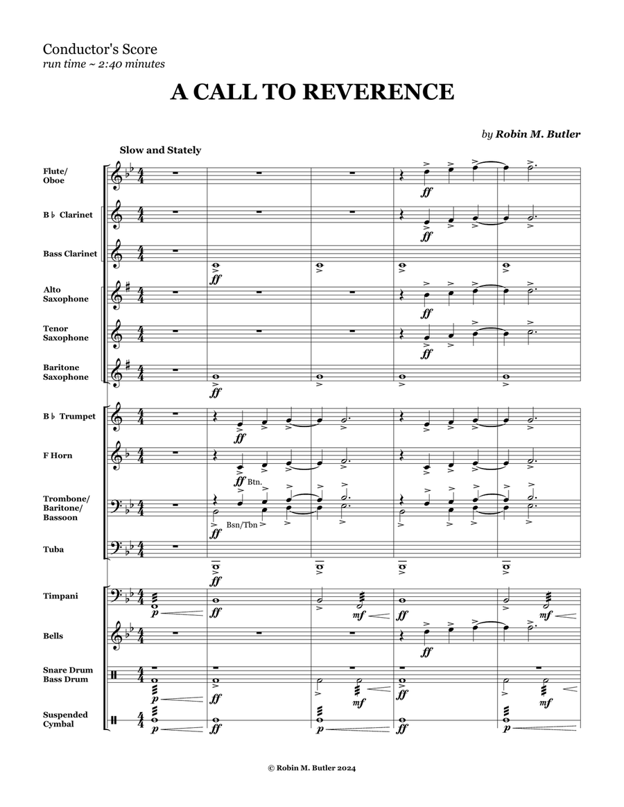 A Call to Reverence - Grade 1 Concert Band Concert Band scores gallery preview page 5