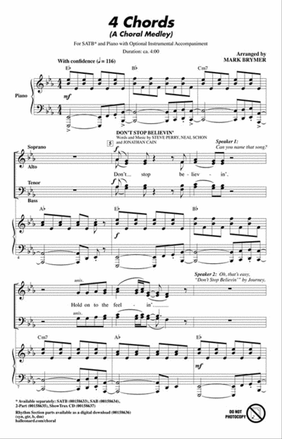 4 Chords (A Choral Medley) 4-Part scores gallery preview page 2