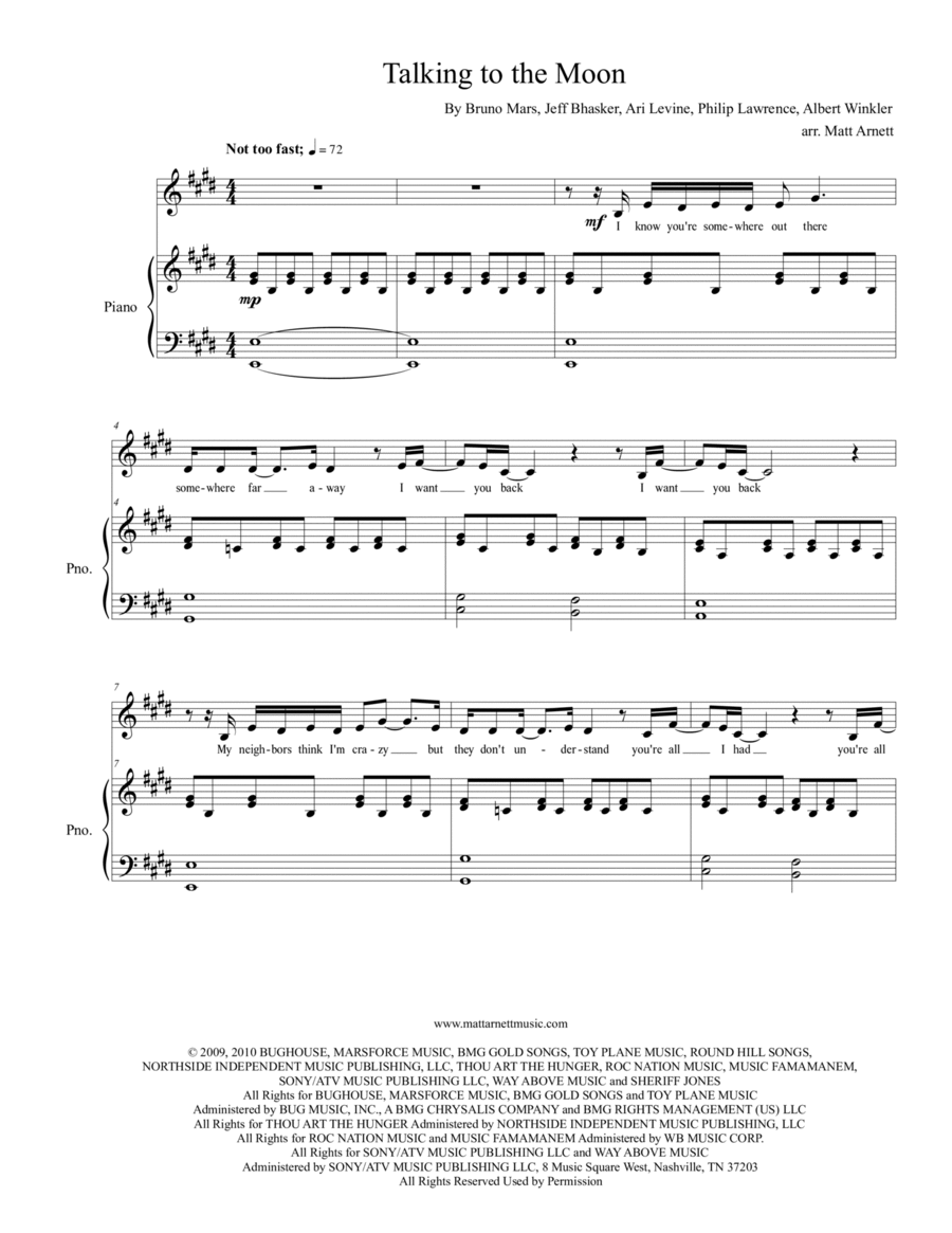 Talking To The Moon Talking To The Moon SA scores gallery preview page 1