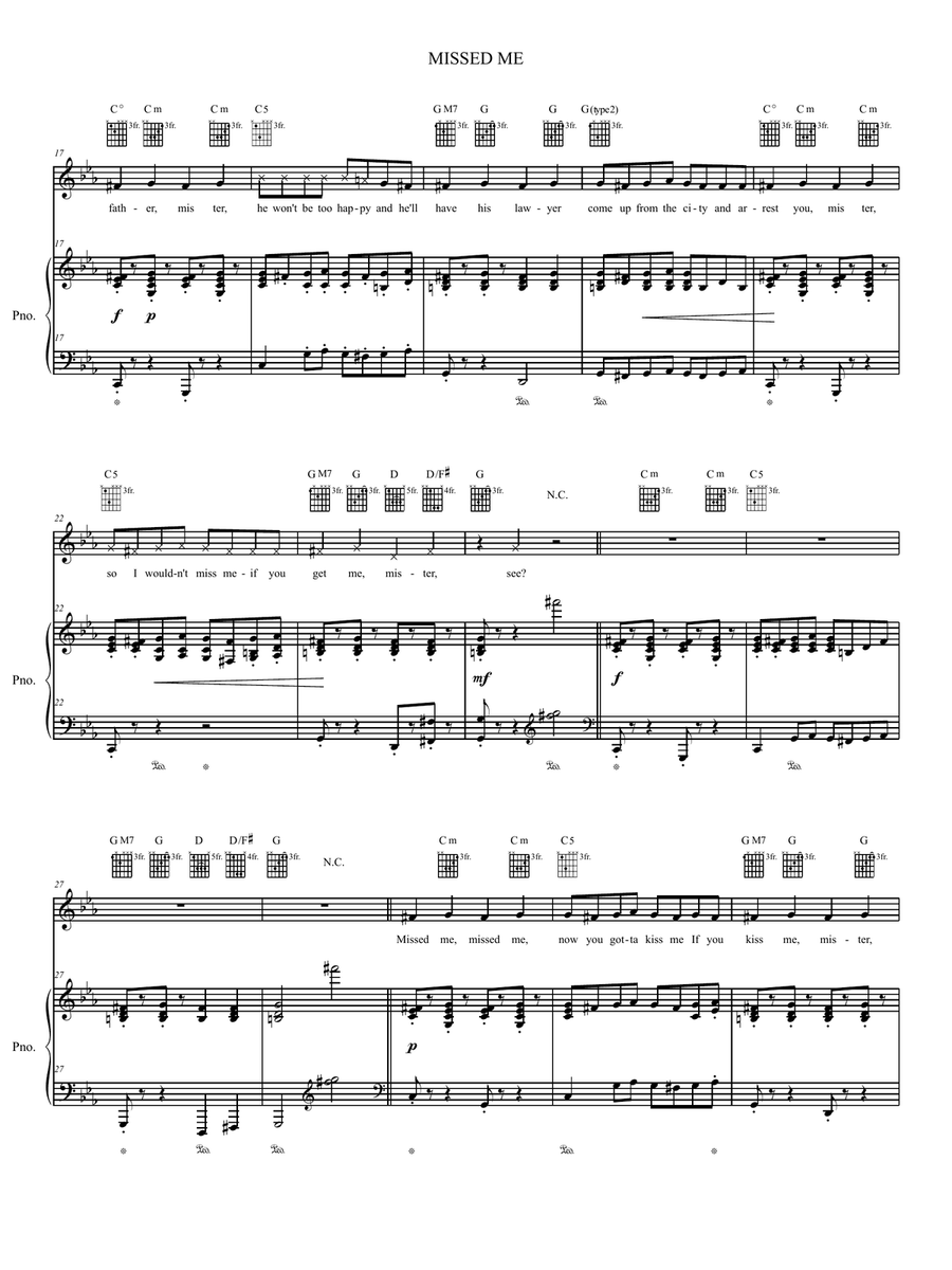 Missed Me Piano, Vocal, Guitar scores gallery preview page 2