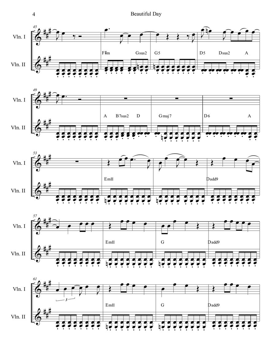 Beautiful Day Beautiful Day String Duet scores gallery preview page 4