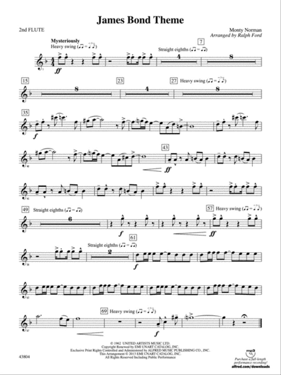 James Bond Theme: 2nd Flute Full Orchestra scores gallery preview page 1
