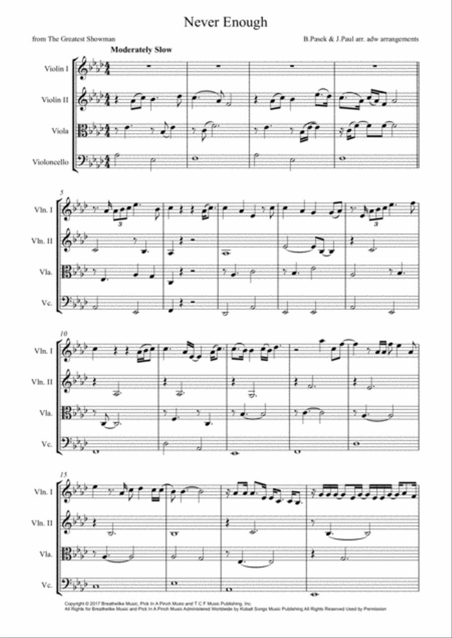 Never Enough Never Enough String Quartet scores gallery preview page 1