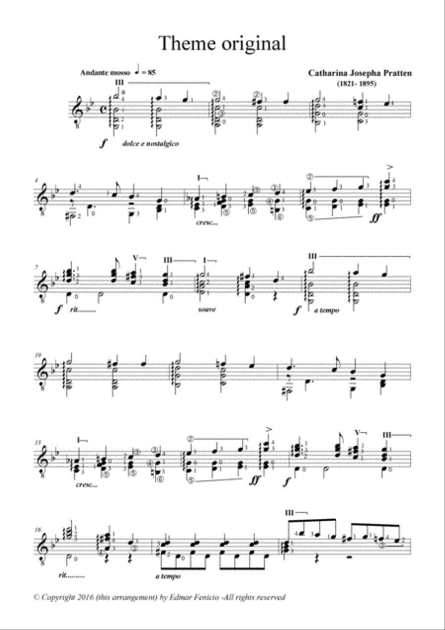 Theme Original Classical Guitar scores gallery preview page 2