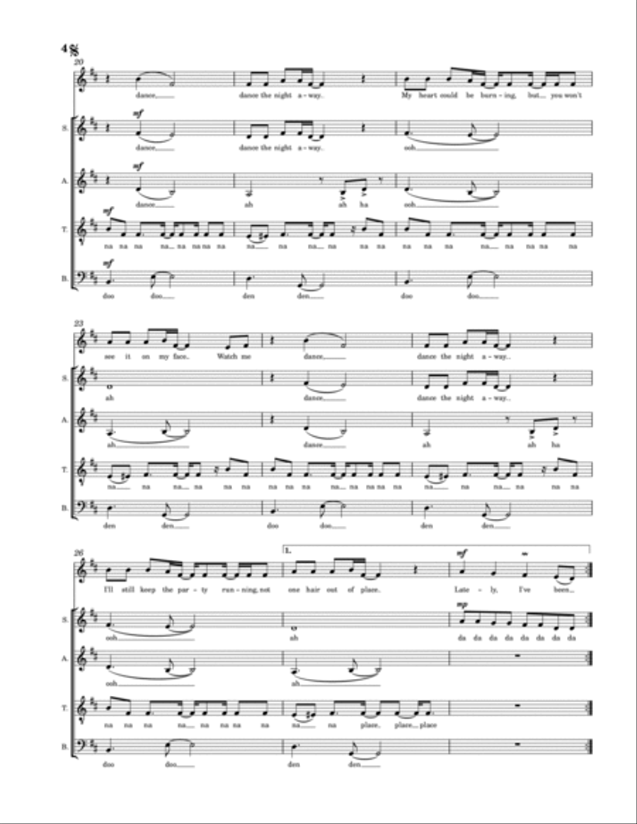 Dance The Night 4-Part scores gallery preview page 4
