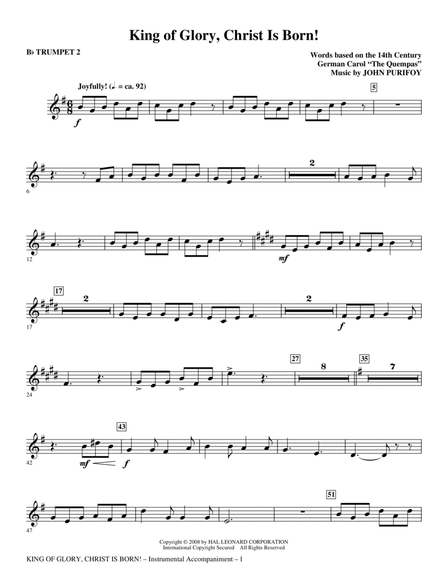 King Of Glory, Christ Is Born! - Bb Trumpet 2 Choir scores gallery preview page 1