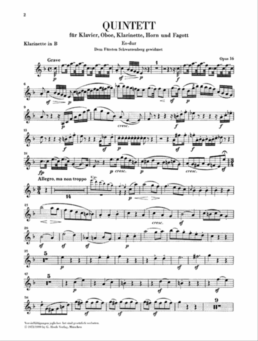 Quintet for Piano and Wind Instruments in E-flat Major, Op. 16 Bassoon scores gallery preview page 3