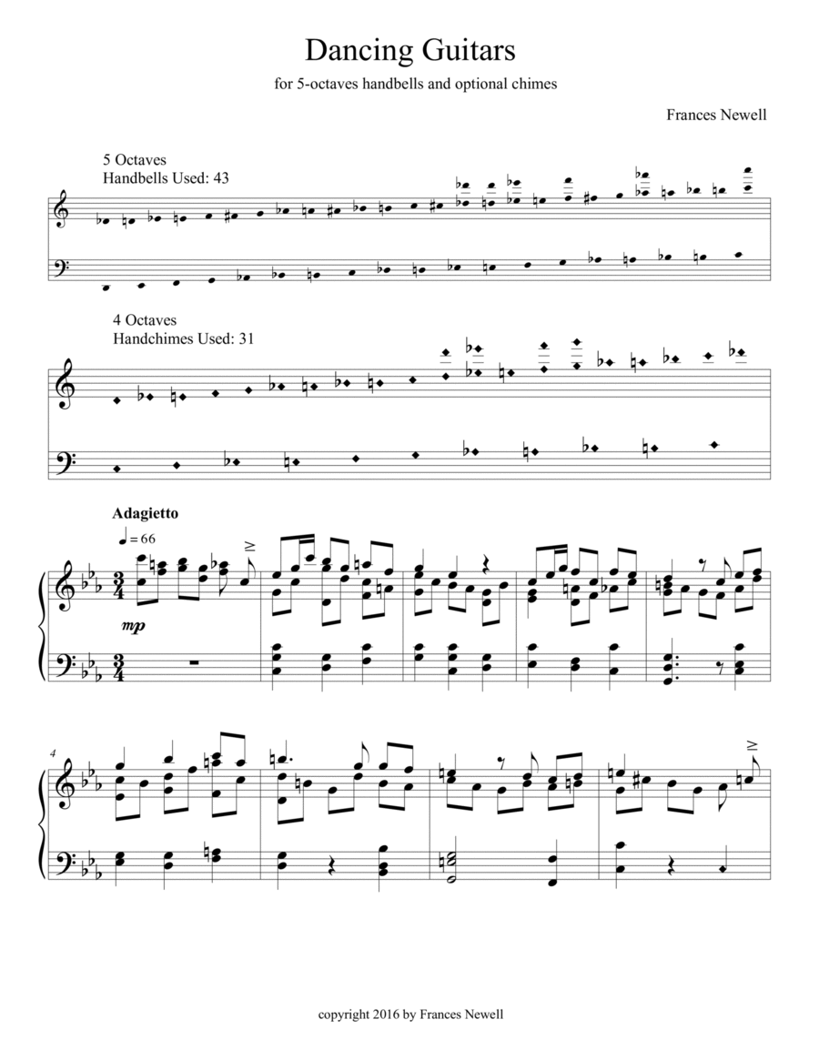 Dancing Guitars-for 5-octave handbells and optional chimes - Score Only Full Orchestra scores gallery preview page 1
