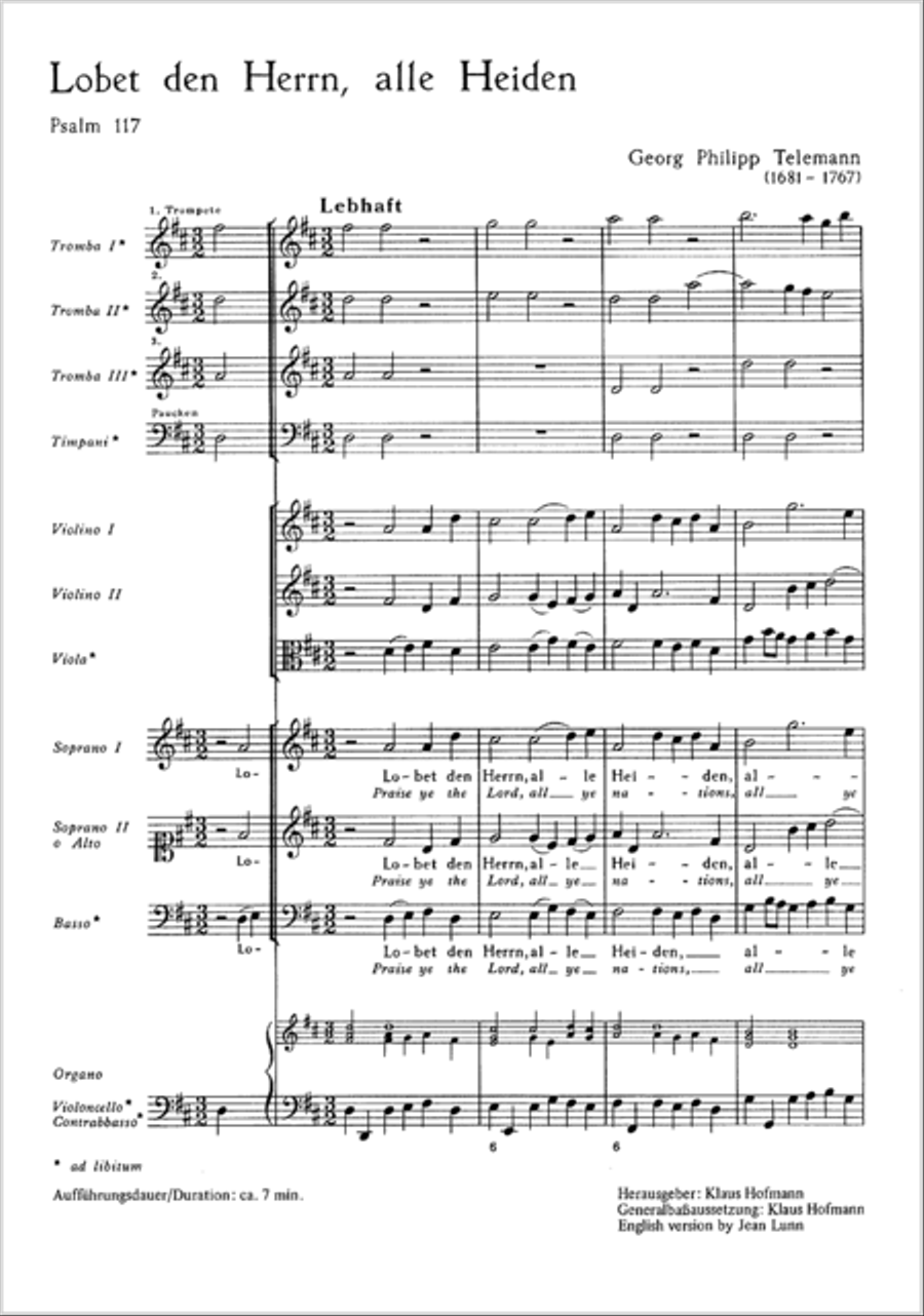 Praise ye the Lord, all ye nations (Lobet den Herrn, alle Heiden) SA scores gallery preview page 2