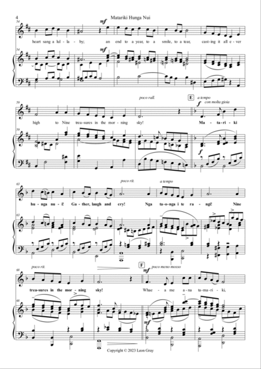 Matariki Hunga Nui Piano, Vocal, Guitar scores gallery preview page 4