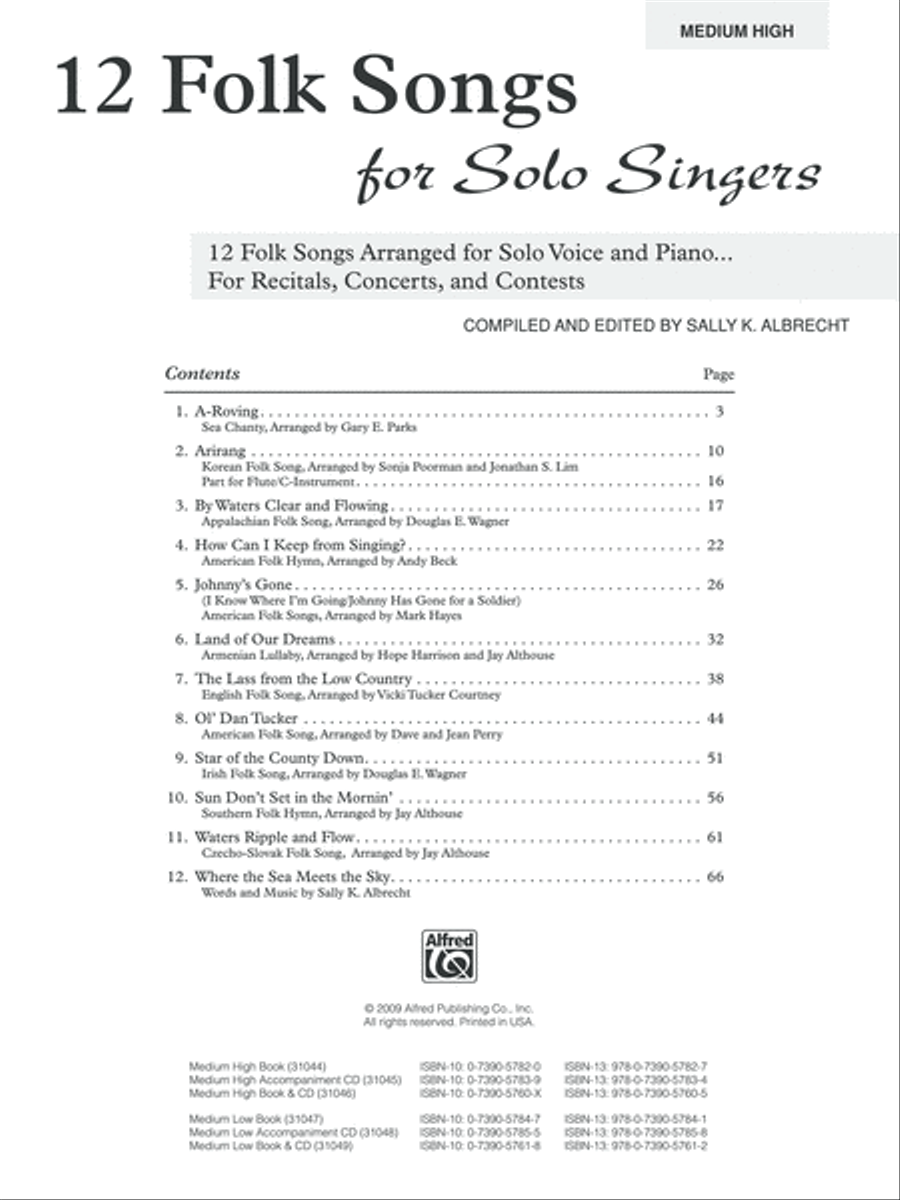 12 Folk Songs for Solo Singers Medium-High Voice scores gallery preview page 5