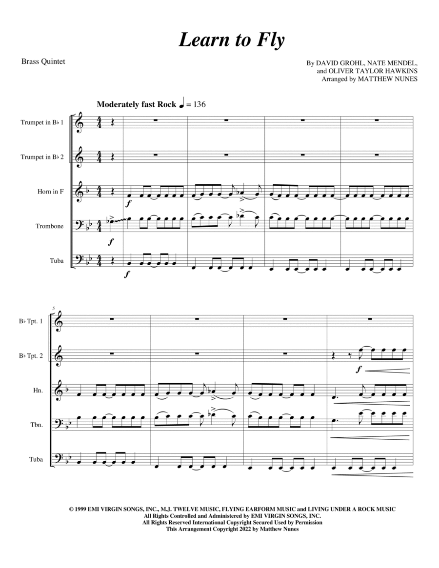 Learn To Fly Chamber Music scores gallery preview page 1