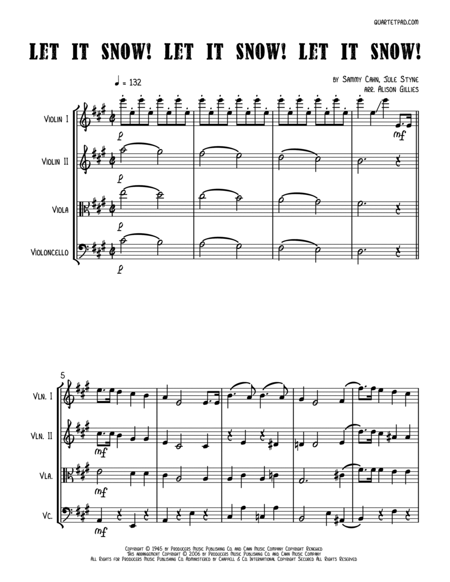 Let It Snow! Let It Snow! Let It Snow! String Quartet scores gallery preview page 1