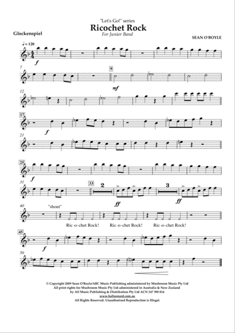 Ricochet Rock - Glockenspiel Concert Band scores gallery preview page 1