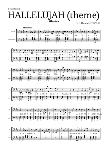 Aleluia (HALLELUJAH), of the Messiah - for Violoncello and accompaniment image number null